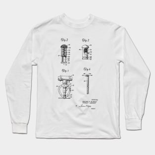 Fire Sprinkler Head Closure Plug Vintage Patent Hand Drawing Long Sleeve T-Shirt